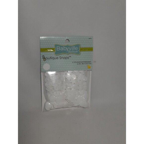 Babyville Boutique Snaps Size 20,  60 Sets pet Pkg, White, Sewing Crafts Infant - Picture 2 of 10